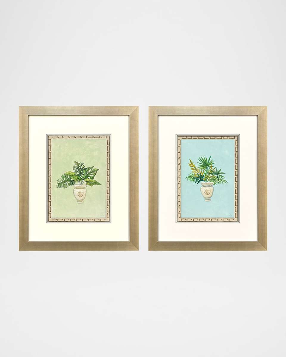 "Grecian Vase Palm II" Hand-Embellished Giclees by PopJoy Studio, Set of 2